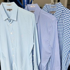 Express Mens Fitted Button Down Shirts - Pack of 3 Shirts (patterns)